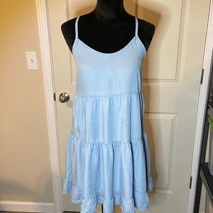 Blue pleated summer dress size:S